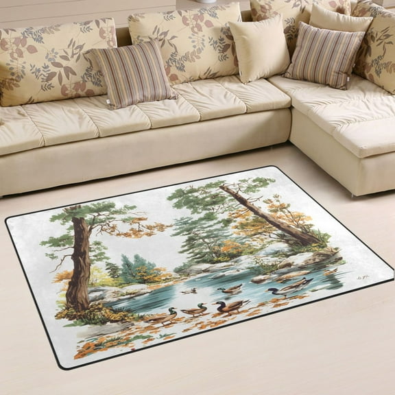 Ryvnso Ducks View Area Floor Mat Non-Slip Carpet Soft Rugs Doormats 31" x 20"