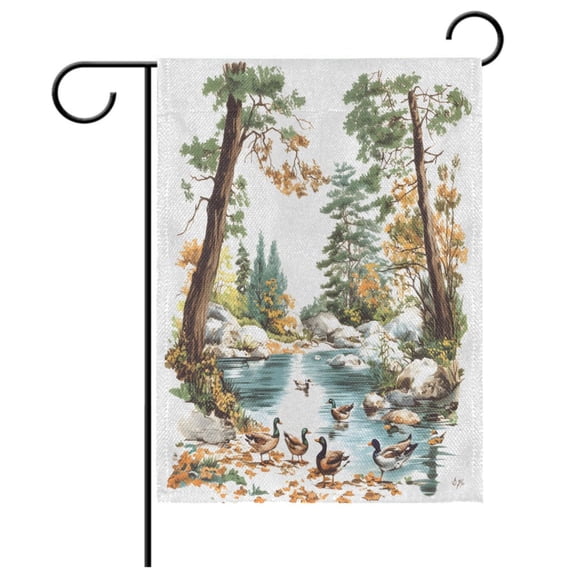 Ryvnso Ducks View Garden Flag 28x40 Inch Double Sided Seasonal Yard Decoration