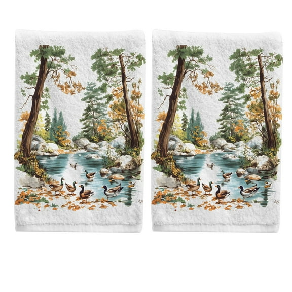 Ryvnso Ducks View Hand Towels Set for Bathroom Cotton Face Towel Decorative 15.5x29.5 inch