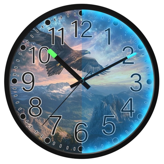 Ryvnso Eagle 12 Inch Night Light Wall Clock Silent Battery Operated Luminous Clocks