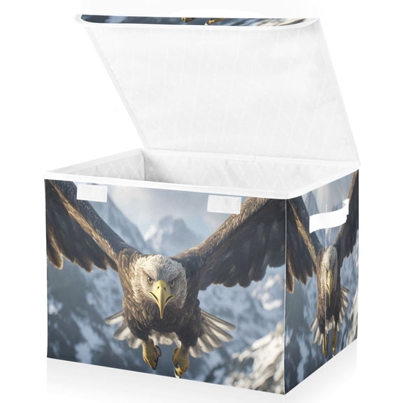 Ryvnso Eagle Flying Large Lidded Foldable Storage Baskets Cubes Boxes Lids Bin for Home