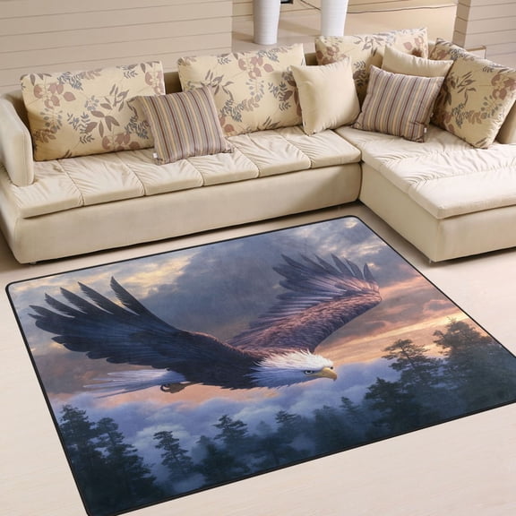 Ryvnso Eagle Flying Scene Area Floor Rugs Soft Non-Slip Large Mats Nursery Carpets 63" x 48"