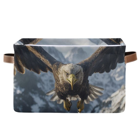 Ryvnso Eagle Flying Storage Basket Large Bin Foldable Boxes Toys Organizer 14.2x10.2x8.3in 1 PC