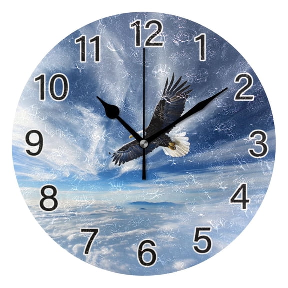 Ryvnso Eagle Flying in Blue Sky Wall Clock Non Ticking Silent Kitchen Clock Battery Operated Clocks 10 inch