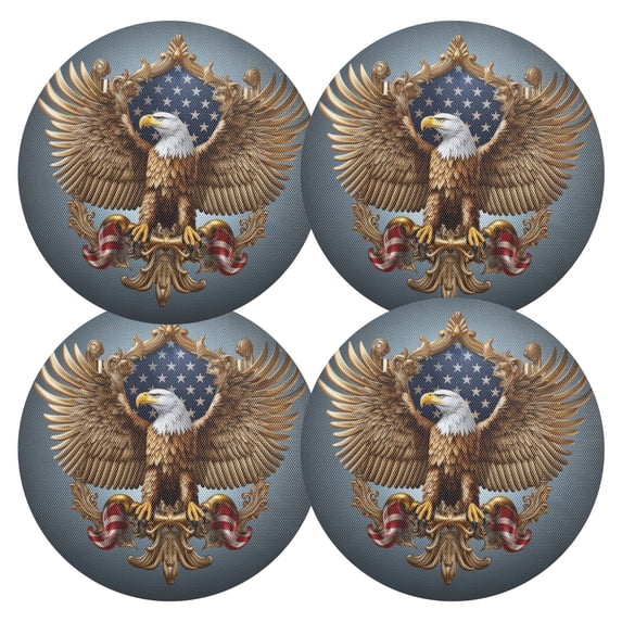 Ryvnso Eagle with Flag Round Plate Mats Dining Table Placemat Set of 4 for Holiday Decoration