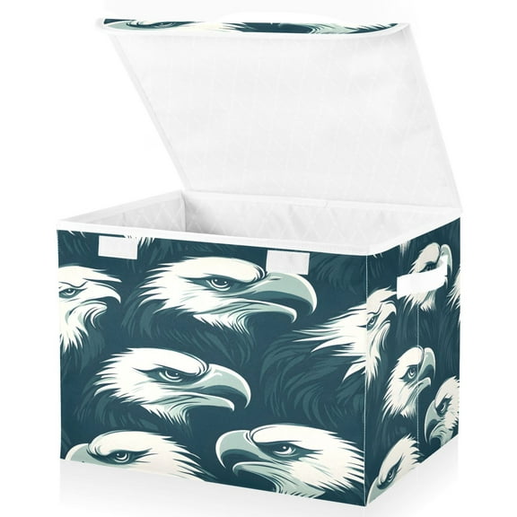 Ryvnso Eagles Pattern Large Lidded Foldable Storage Baskets Cubes Boxes Lids Bin for Home