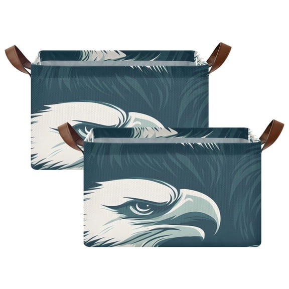 Ryvnso Eagles Pattern Storage Bins Large Basket Foldable Cube Toys Organizer with Handles 2 PCs