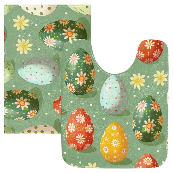 Ryvnso Easter Eggs Floral Bathroom Shaggy Rugs Toilet Mat Soft Contour Rug