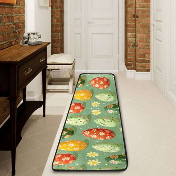 Ryvnso Easter Eggs Floral Hallway Runner Rugs Floor Carpet Non Slip Entryway Mat 2' x 6'