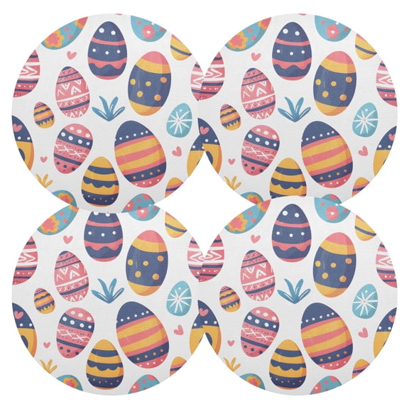 Ryvnso Easter Eggs Round Plate Mats Dining Table Placemat Set of 4 for Holiday Decoration