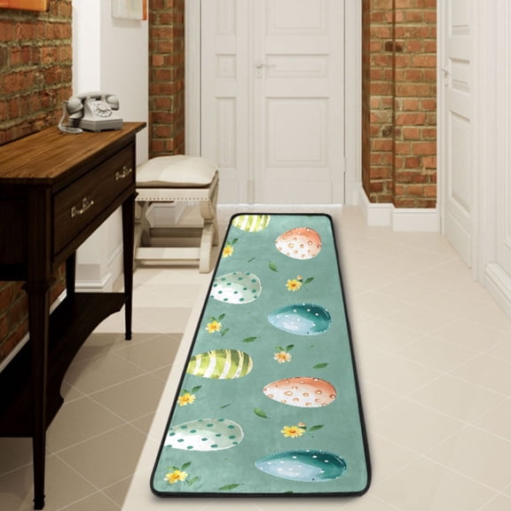 Ryvnso Easter Eggs and Daisy Hallway Runner Rugs Floor Carpet Non Slip Entryway Mat 2' x 6'