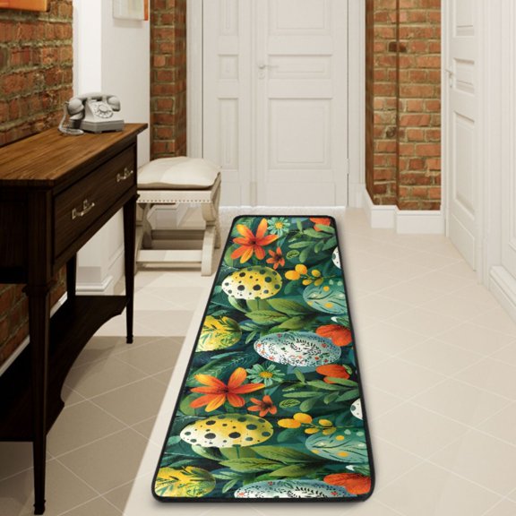 Ryvnso Easter Eggs in Floral Hallway Runner Rugs Floor Carpet Non Slip Entryway Mat 2' x 6'