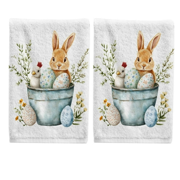 Ryvnso Easter Rabbit Egg Hand Towels Set for Bathroom Cotton Face Towel Decorative 15.5x29.5 inch