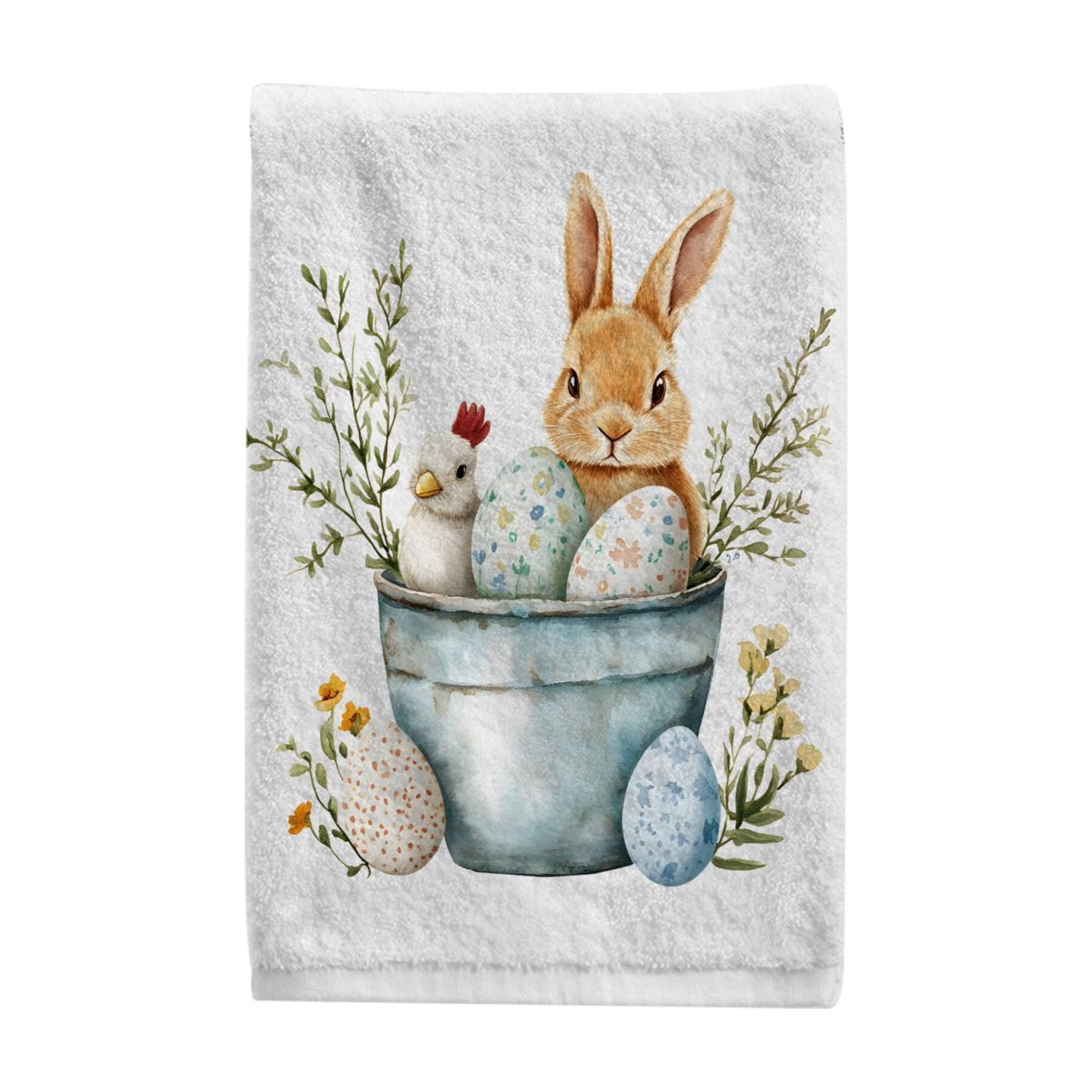 Ryvnso Easter Rabbit Egg Hand Towels for Bathroom Cotton Face Towel Decorative 15.5x29.5 inch