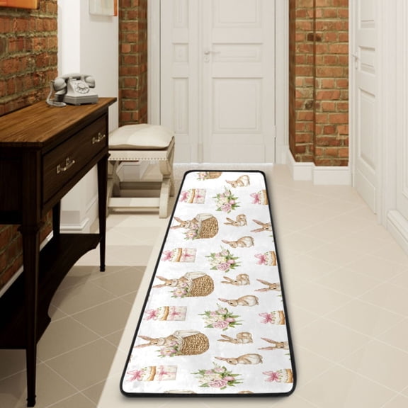 Ryvnso Easter Rabbit Hallway Runner Rugs Floor Carpet Non Slip Entryway Mat 2' x 6'