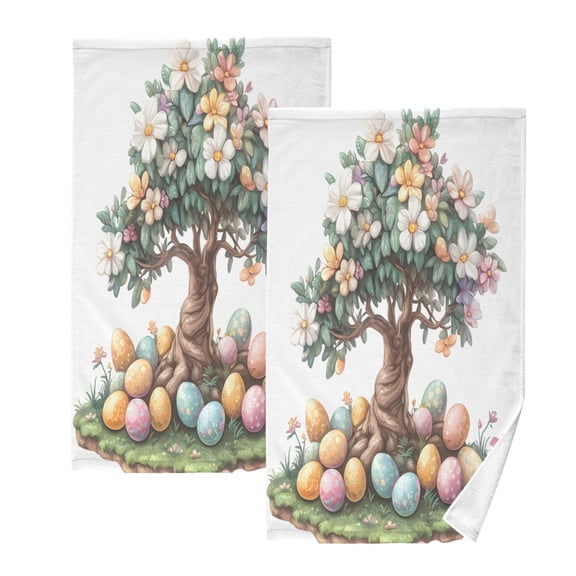 Ryvnso Easter Tree Cotton Hand Towels Sets Face Towel 2 PCs Bathroom Decorative