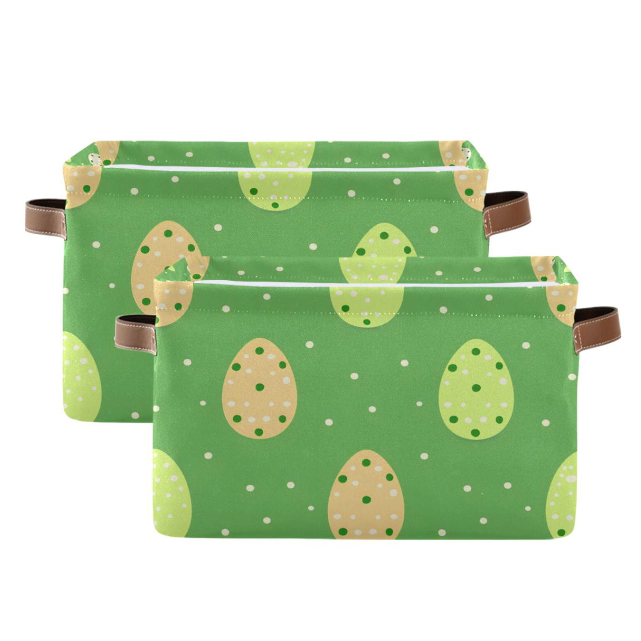 Ryvnso Easter on Polka Dots Storage Basket Large Bin Foldable Boxes Toys Organizer 14.2x10.2x8.3in 2 PCs