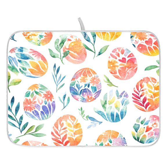 Ryvnso Eggs Easter Dish Drying Mat for Kitchen Countertop 18x24 Large Dish Pad Drainer Rack Dish Sink Mats