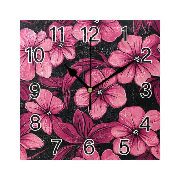 Ryvnso Elegant Flowers-g2 Wall Clock Square Silent Non-Ticking Battery Operated 7.78"