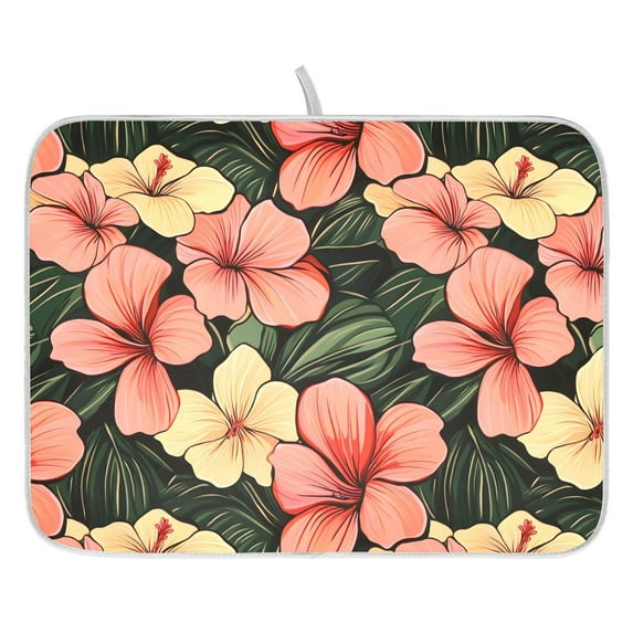 Ryvnso Elegant Tropical Floral-r6 Dish Drying Mat for Kitchen Countertop 18x24 Large Dish Pad Drainer Rack Dish Sink Mats