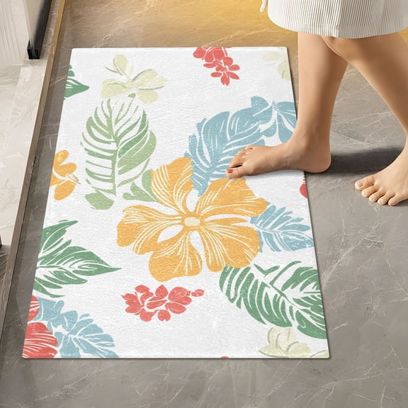 Ryvnso Elegant Tropical Floral-t8 Bathroom Shaggy Rugs Toilet Rectangle Mat Soft Contour Rug 24"x16"