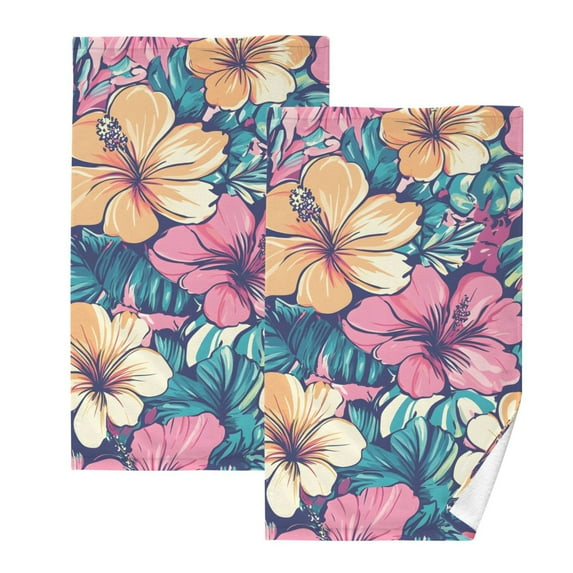 Ryvnso Elegant Tropical Flower-t6 Cotton Hand Towels Sets Face Towel 2 PCs Bathroom Decorative