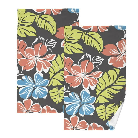 Ryvnso Elegant Tropical Flower-t7 Cotton Hand Towels Sets Face Towel 2 PCs Bathroom Decorative
