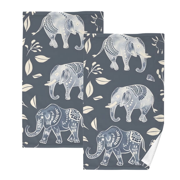 Ryvnso Elephant Boho Style Cotton Hand Towels Sets Face Towel 2 PCs Bathroom Decorative