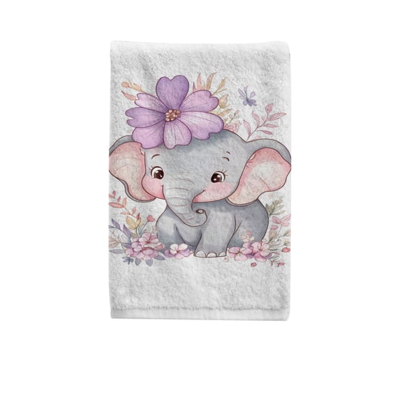 Ryvnso Elephant Flower Hand Towels for Bathroom Cotton Face Towel Decorative 15.5x29.5 inch
