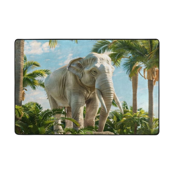 Ryvnso Elephant in Hawaii Palm Tree Area Floor Mats Large Nursery Rugs Non-Slip Carpets Doormat 36" x 24"