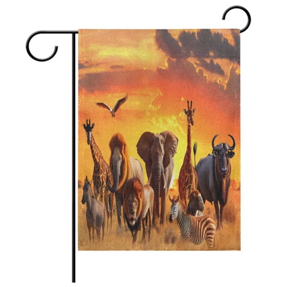 Ryvnso Elephants Giraffe Pattern Garden Flag 12x18 Inch Double Sided Seasonal Yard Decoration