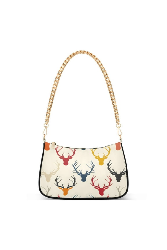 Elk Deer Womens Chain Shoulder Bag Tote Handbags Clutch Hobo Purse with Zipper for Travel