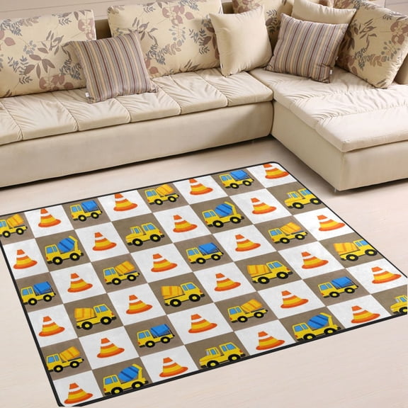 Ryvnso Engineering Vehicles Area Rug Floor Mats Non-Slip Home Carpet 80 x 58 inch