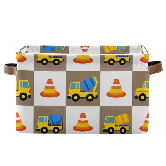 Ryvnso Engineering Vehicles Storage Basket Large Bin Foldable Boxes Toys Organizer 14.2x10.2x8.3in 1 PC