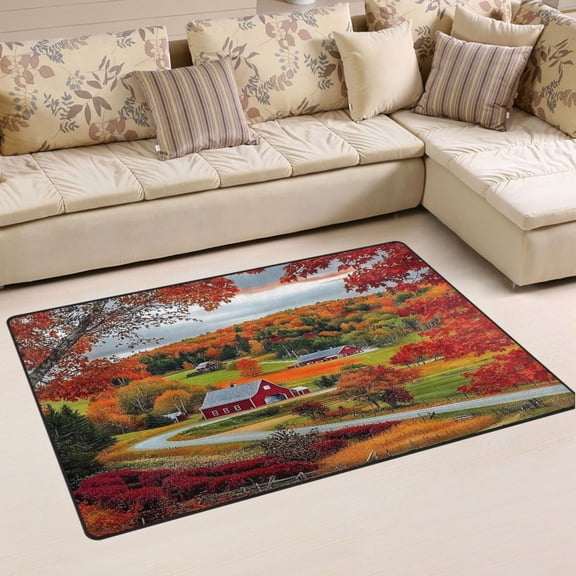 Ryvnso England Autumn Farm Area Floor Mat Non-Slip Carpet Soft Rugs Doormats 31" x 20"