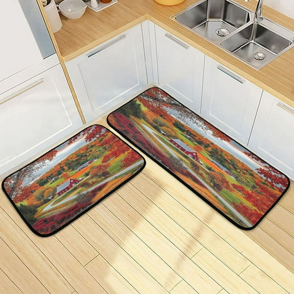 Ryvnso England Autumn Farm Kitchen Rugs Set Non Slip Runner Mats for Dining Room