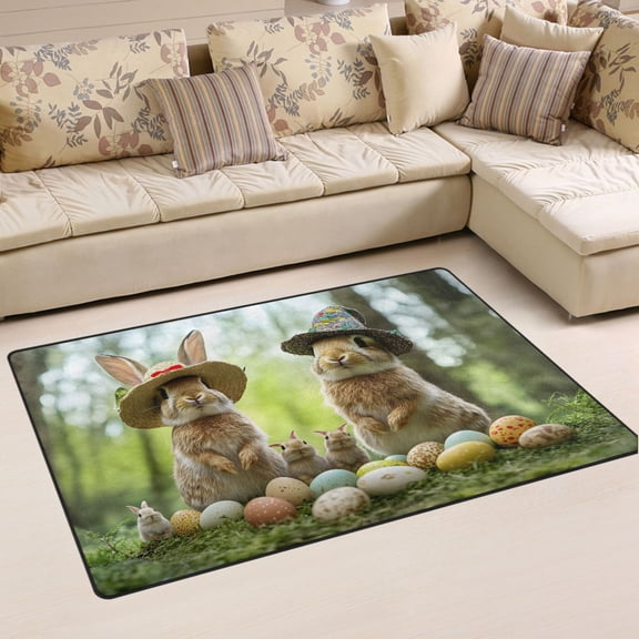 Ryvnso Esater Bunny Area Floor Mat Non-Slip Carpet Soft Rugs Doormats 31" x 20"