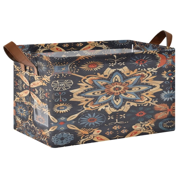 Ryvnso Ethnic Bohemian Mandala Paisley Storage Bins Large Basket Foldable Cube Toys Organizer with Handles 1 PC