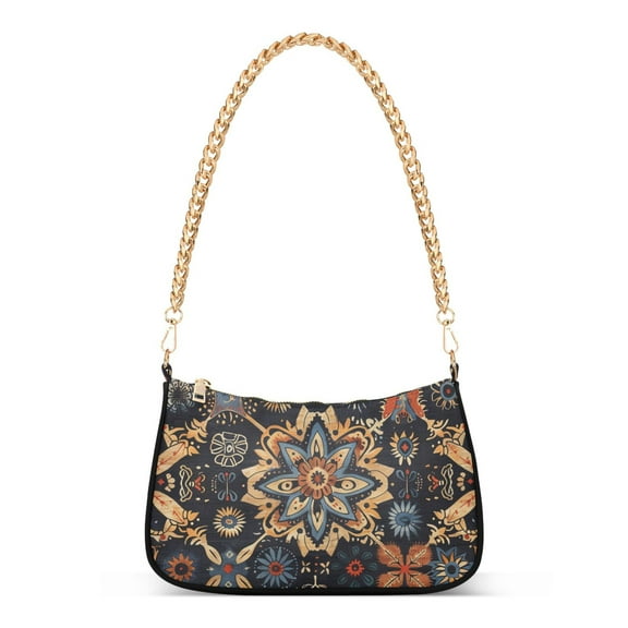 Ryvnso Ethnic Bohemian Mandala Paisley Womens Chain Shoulder Bag Tote Handbags Clutch Hobo Purse with Zipper for Travel