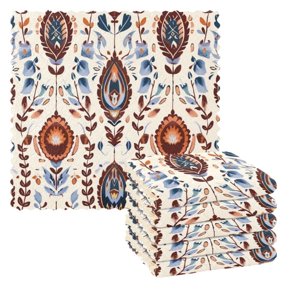 Ryvnso Ethnic Boho Totem Pattern Kitchen Towels Dish Clothes for Drying Dishes Cleaning Absorbent Set of 6