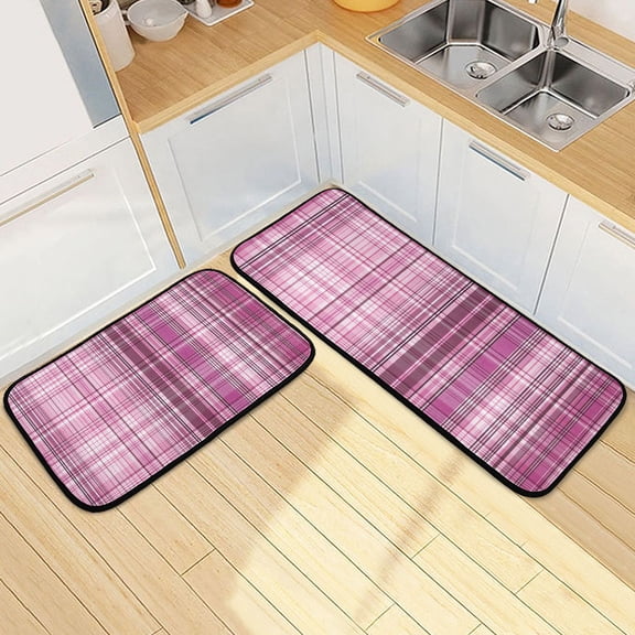 Ryvnso Ethnic Checkered Kitchen Rugs Set Non Slip Runner Mats for Dining Room