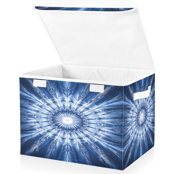 Ryvnso Ethnic Feather Large Lidded Foldable Storage Baskets Cubes Boxes Lids Bin for Home