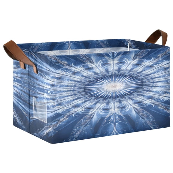 Ryvnso Ethnic Feather Storage Bins Large Basket Foldable Cube Toys Organizer with Handles 1 PC