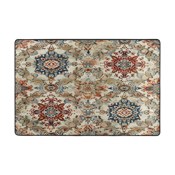 Ryvnso Ethnic Indian Mandala Paisley Rustic Area Floor Mats Large Nursery Rugs Non-Slip Carpets Doormat 36" x 24"