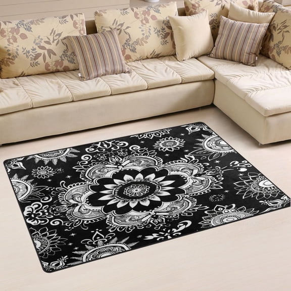 Ryvnso Ethnic Mandala Paisley Flower Area Floor Mat Non-Slip Carpet Soft Rugs Doormats 31" x 20"