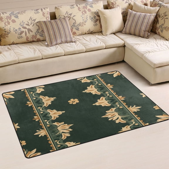 Ryvnso Ethnic Retro Boho Flowers Area Floor Mat Non-Slip Carpet Soft Rugs Doormats 31" x 20"