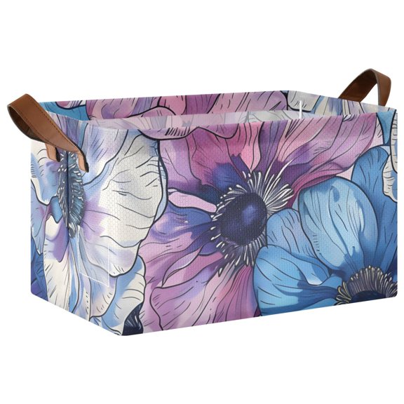 Ryvnso Exotic Anemone Flower Storage Bins Large Basket Foldable Cube Toys Organizer with Handles 1 PC