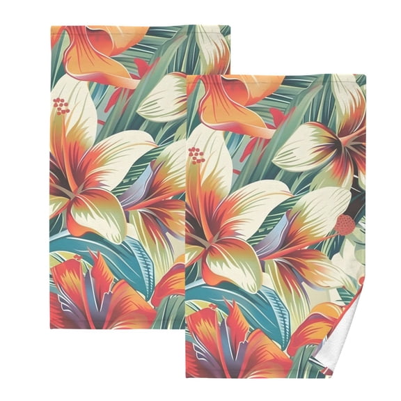 Ryvnso Exotic Elegant Flowers Cotton Hand Towels Sets Face Towel 2 PCs Bathroom Decorative