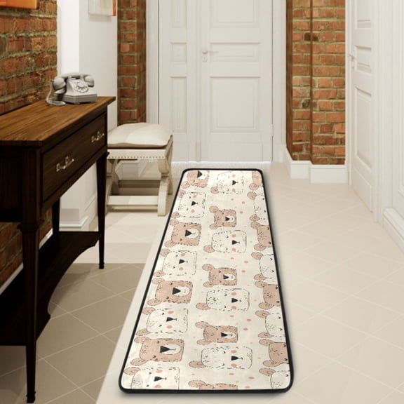 Ryvnso Face Of Bears Hallway Runner Rugs Floor Carpet Non Slip Entryway Mat 2' x 6'