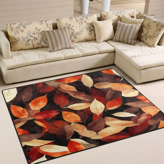 Ryvnso Fall Autumn Leaves Area Floor Rugs Soft Non-Slip Large Mats Nursery Carpets 63" x 48"